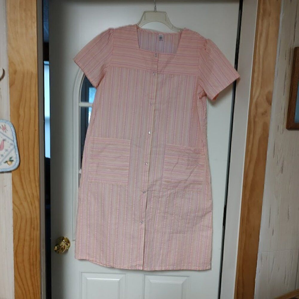 New Pinkk Housecoat Duster Pink Multi-Color Striped Size Women's M